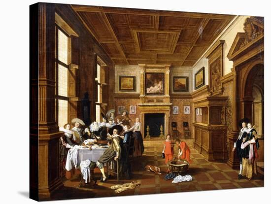 A Merry Company in an Interior-Dirck Hals-Stretched Canvas