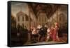 A Merry Company Playing Music under a Flowered Porch in a Garden-Dirck Hals-Framed Stretched Canvas