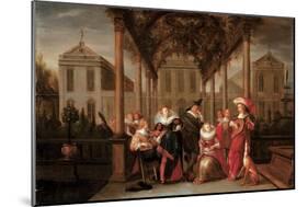 A Merry Company Playing Music under a Flowered Porch in a Garden-Dirck Hals-Mounted Giclee Print