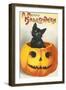 A Merry Halloween, Cat in Jack O'Lantern-null-Framed Art Print