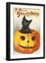 A Merry Halloween, Cat in Jack O'Lantern-null-Framed Art Print