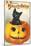 A Merry Halloween, Cat in Jack O'Lantern-null-Mounted Art Print