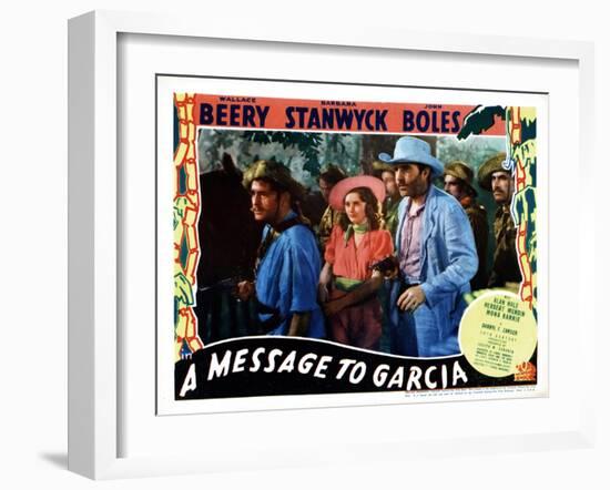 A Message to Garcia, Center, from Left, Barbara Stanwyck, John Boles, 1936-null-Framed Art Print