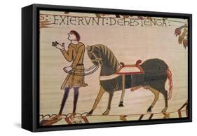 A Messenger Brings News of Harold to William, Detail from the Bayeux Tapestry, Before 1082-null-Framed Stretched Canvas