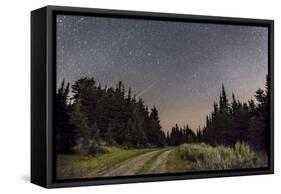 A Meteor and the Big Dipper in the Clear Sky on the Summit of Mount Kobau, Canada-Stocktrek Images-Framed Stretched Canvas