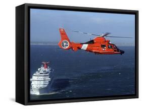 A MH-65C Dolphin Helicopter Off the Coast of San Pedro, California-Stocktrek Images-Framed Stretched Canvas