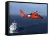 A MH-65C Dolphin Helicopter Off the Coast of San Pedro, California-Stocktrek Images-Framed Stretched Canvas