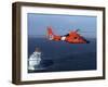 A MH-65C Dolphin Helicopter Off the Coast of San Pedro, California-Stocktrek Images-Framed Photographic Print