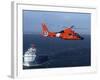 A MH-65C Dolphin Helicopter Off the Coast of San Pedro, California-Stocktrek Images-Framed Photographic Print