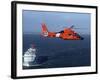 A MH-65C Dolphin Helicopter Off the Coast of San Pedro, California-Stocktrek Images-Framed Photographic Print