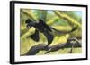 A Microraptor Perched on a Tree Branch-null-Framed Art Print