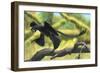 A Microraptor Perched on a Tree Branch-null-Framed Art Print