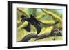 A Microraptor Perched on a Tree Branch-null-Framed Art Print