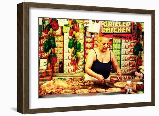 A Middle-Aged Italian Woman Cooking Different Meats and Sausages-Sabine Jacobs-Framed Photographic Print