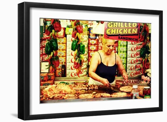 A Middle-Aged Italian Woman Cooking Different Meats and Sausages-Sabine Jacobs-Framed Photographic Print