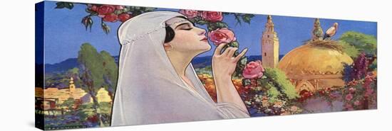 A Middle Eastern Princess Smelling Roses in a Garden-null-Stretched Canvas