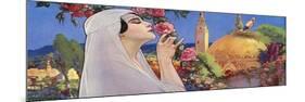A Middle Eastern Princess Smelling Roses in a Garden-null-Mounted Art Print