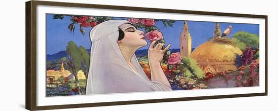 A Middle Eastern Princess Smelling Roses in a Garden-null-Framed Premium Giclee Print