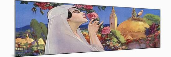 A Middle Eastern Princess Smelling Roses in a Garden-null-Mounted Premium Giclee Print