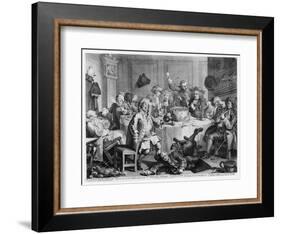 A Midnight Modern Conversation, from 'The Works of William Hogarth', 1733-William Hogarth-Framed Giclee Print