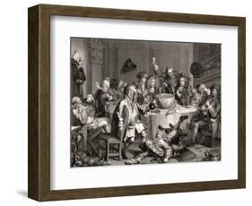 A Midnight Modern Conversation, from 'The Works of William Hogarth', Published 1833-William Hogarth-Framed Giclee Print