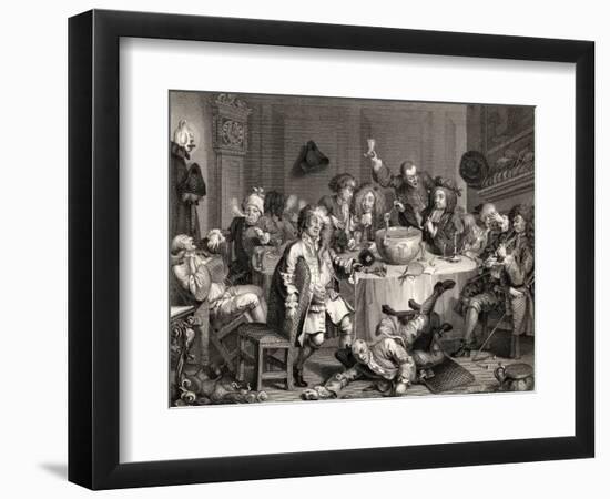 A Midnight Modern Conversation, from 'The Works of William Hogarth', Published 1833-William Hogarth-Framed Giclee Print