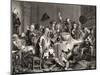 A Midnight Modern Conversation, from 'The Works of William Hogarth', Published 1833-William Hogarth-Mounted Giclee Print