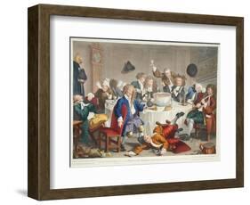 A Midnight Modern Conversation, Illustration from 'Hogarth Restored: the Whole Works of the…-William Hogarth-Framed Giclee Print