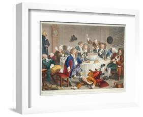 A Midnight Modern Conversation, Illustration from 'Hogarth Restored: the Whole Works of the…-William Hogarth-Framed Giclee Print