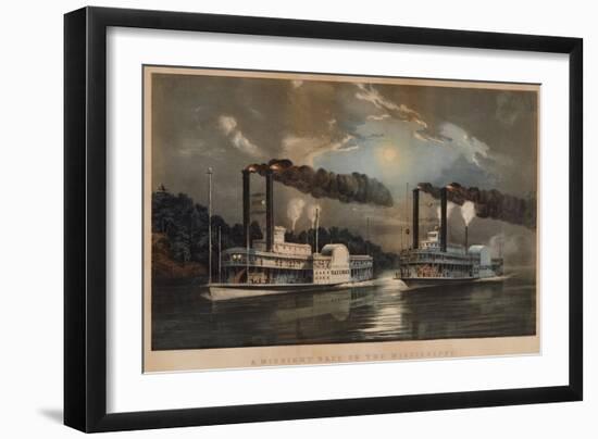 A Midnight Race on the Mississippi-Mary Cassatt-Framed Giclee Print