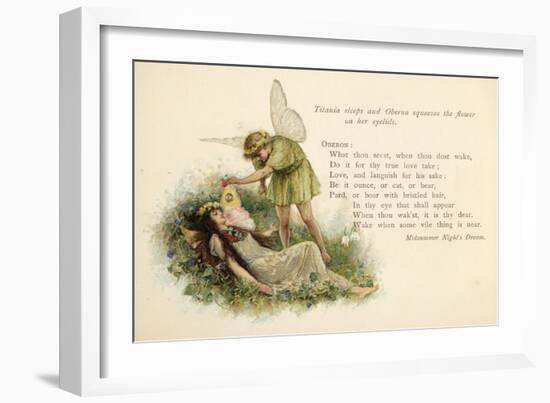 A Midsummer Night's Dream, Act II Scene II: Oberon Squeezes the Flower onto Titania's Eyelids-Walter Paget-Framed Art Print