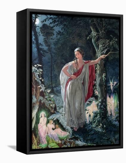 A Midsummer Night's Dream: Hermia Surrounded by Puck and the Fairies, 1861-John Simmons-Framed Stretched Canvas