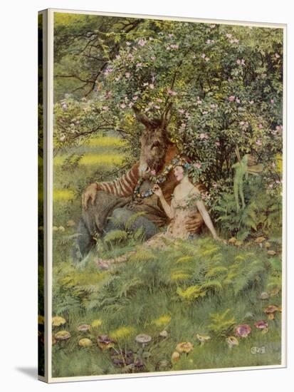 A Midsummer Night's Dream, Titania Bottom and Puck-Eleanor Fortescue Brickdale-Stretched Canvas