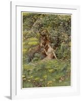 A Midsummer Night's Dream, Titania Bottom and Puck-Eleanor Fortescue Brickdale-Framed Art Print