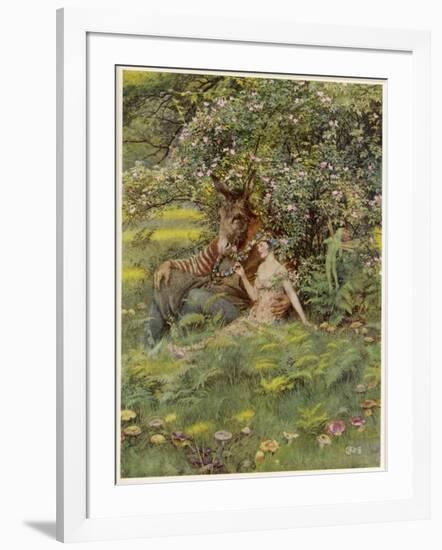 A Midsummer Night's Dream, Titania Bottom and Puck-Eleanor Fortescue Brickdale-Framed Art Print