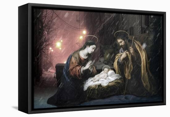 A Midwinter Birth, 2021, (digital collage)-Trygve Skogrand-Framed Stretched Canvas