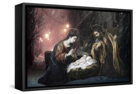 A Midwinter Birth, 2021, (digital collage)-Trygve Skogrand-Framed Stretched Canvas