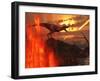 A Mighty T. Rex Roars As Fireballs Fall from the Sky-Stocktrek Images-Framed Photographic Print