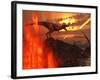 A Mighty T. Rex Roars As Fireballs Fall from the Sky-Stocktrek Images-Framed Photographic Print