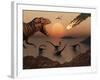 A Mighty T. Rex Roars from Overhead as a Giant Fireball Falls from the Sky-Stocktrek Images-Framed Photographic Print