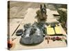 A Military Police Dog Sits Beside His Issued Protective Gear-Stocktrek Images-Stretched Canvas