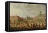 A Military Procession in the Town Square of Amersfoort-Joost Cornelisz Droochsloot-Framed Stretched Canvas