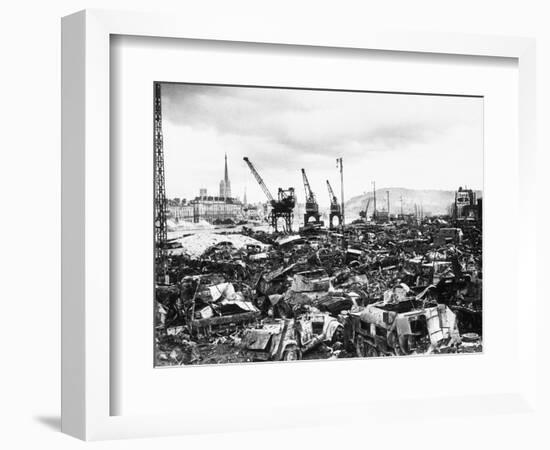 A Military Scrapyard, Rouen Docks-null-Framed Photographic Print