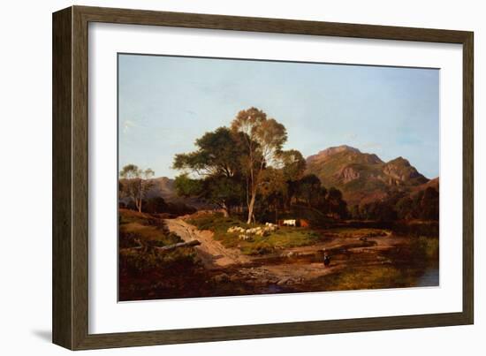A Milkmaid Crossing A Ford with Sheep and Cattle Beyond, 1857-Sidney Richard Percy-Framed Giclee Print