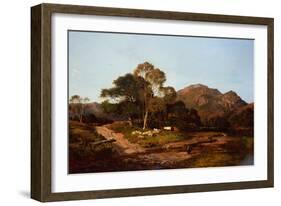 A Milkmaid Crossing A Ford with Sheep and Cattle Beyond, 1857-Sidney Richard Percy-Framed Giclee Print