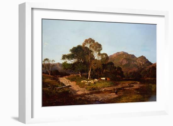 A Milkmaid Crossing A Ford with Sheep and Cattle Beyond, 1857-Sidney Richard Percy-Framed Giclee Print