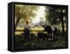 A Milkmaid with Her Cows on a Summer Day-Julien Dupr?-Framed Stretched Canvas