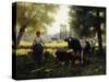 A Milkmaid with Her Cows on a Summer Day-Julien Dupr?-Stretched Canvas