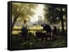 A Milkmaid with Her Cows on a Summer Day-Julien Dupr?-Framed Stretched Canvas