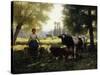 A Milkmaid with Her Cows on a Summer Day-Julien Dupr?-Stretched Canvas